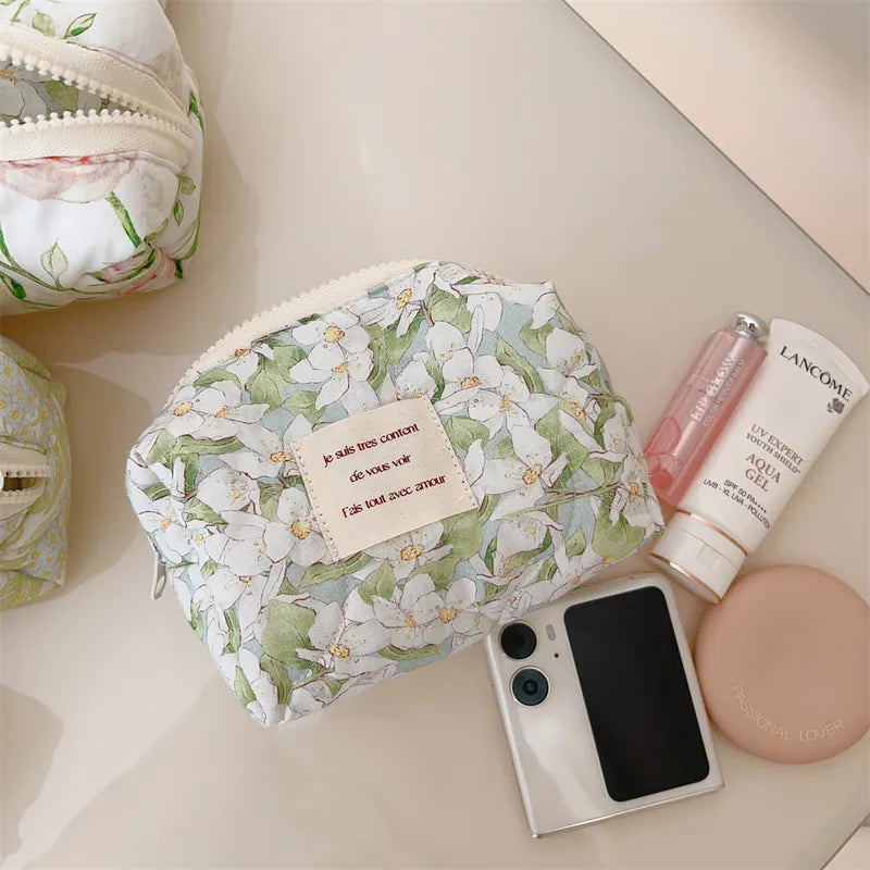 Classic Style Printing Cotton Square Makeup Bags & Storage