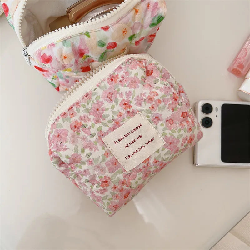 Classic Style Printing Cotton Square Makeup Bags & Storage