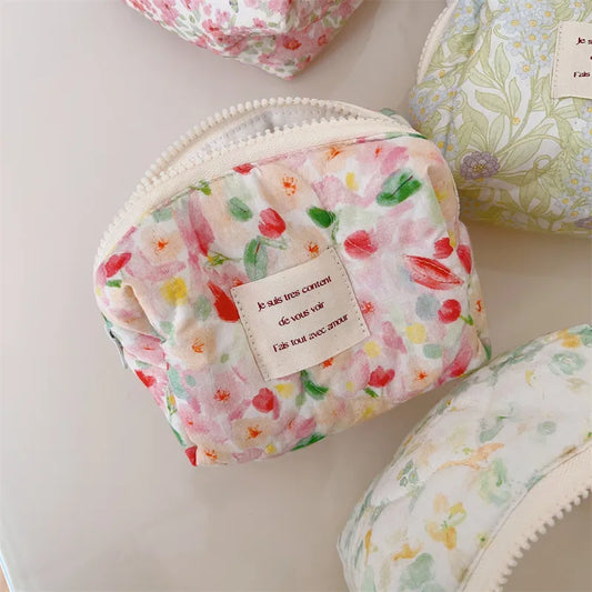 Classic Style Printing Cotton Square Makeup Bags & Storage