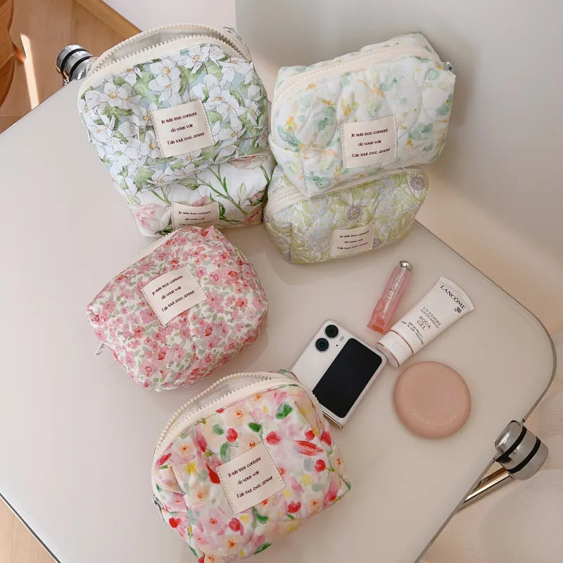 Classic Style Printing Cotton Square Makeup Bags & Storage