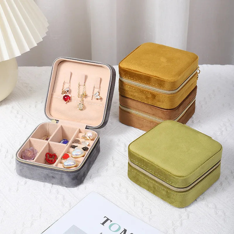 Classic Style Solid Color Flannel Jewelry Boxes