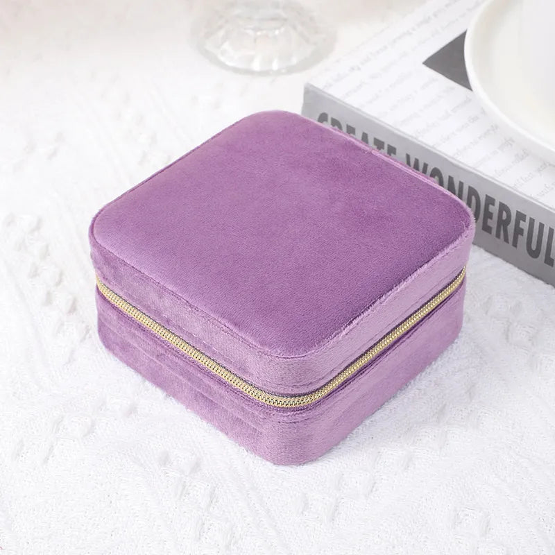 Classic Style Solid Color Flannel Jewelry Boxes