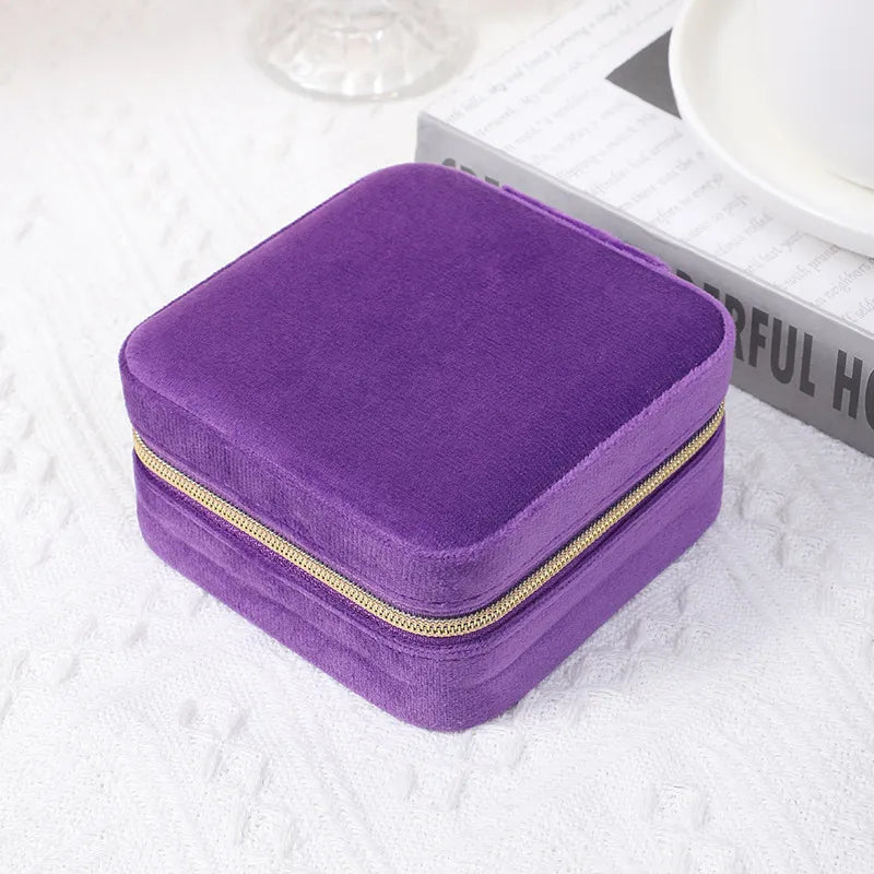 Classic Style Solid Color Flannel Jewelry Boxes