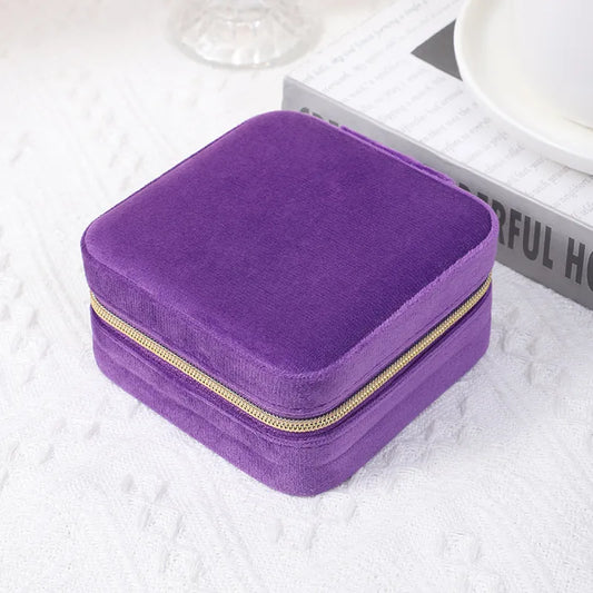 Classic Style Solid Color Flannel Jewelry Boxes