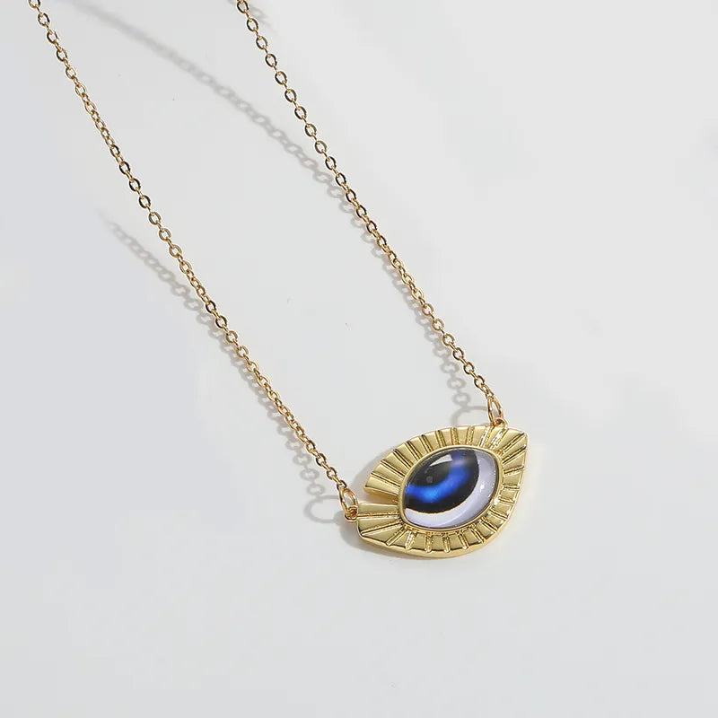 Copper 14K Gold Plated Devil's Eye Pendant Necklace