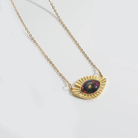 Copper 14K Gold Plated Devil's Eye Pendant Necklace