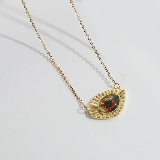 Copper 14K Gold Plated Devil's Eye Pendant Necklace