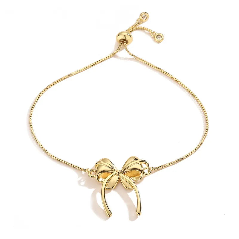 Copper 18K Gold Plated Bow Knot Zircon Bracelets