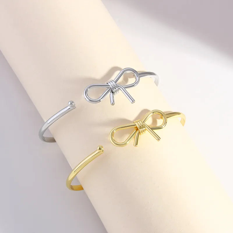 Copper 18K Gold Plated Gold Plated Bow Knot Bangle