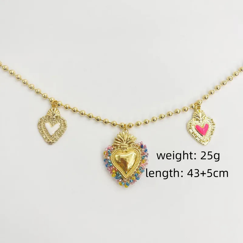 Copper 18K Gold Plated Heart Shape Pendant Necklace