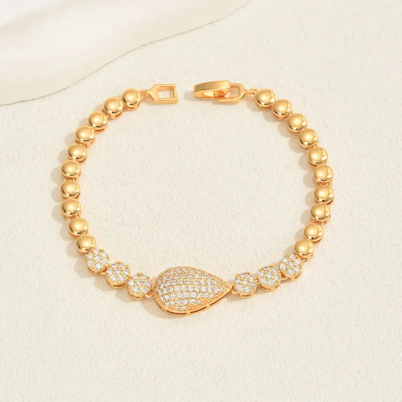 Copper 18K Gold Plated Inlay Water Droplets Zircon Bracelets