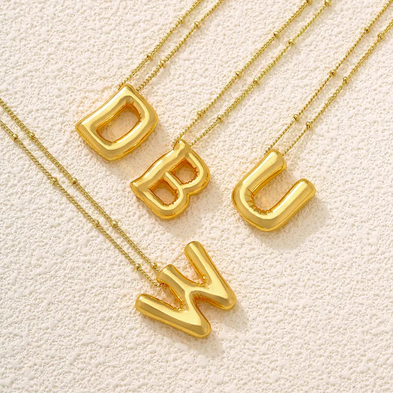 Copper 18K Gold Plated Letter Pendant Necklace