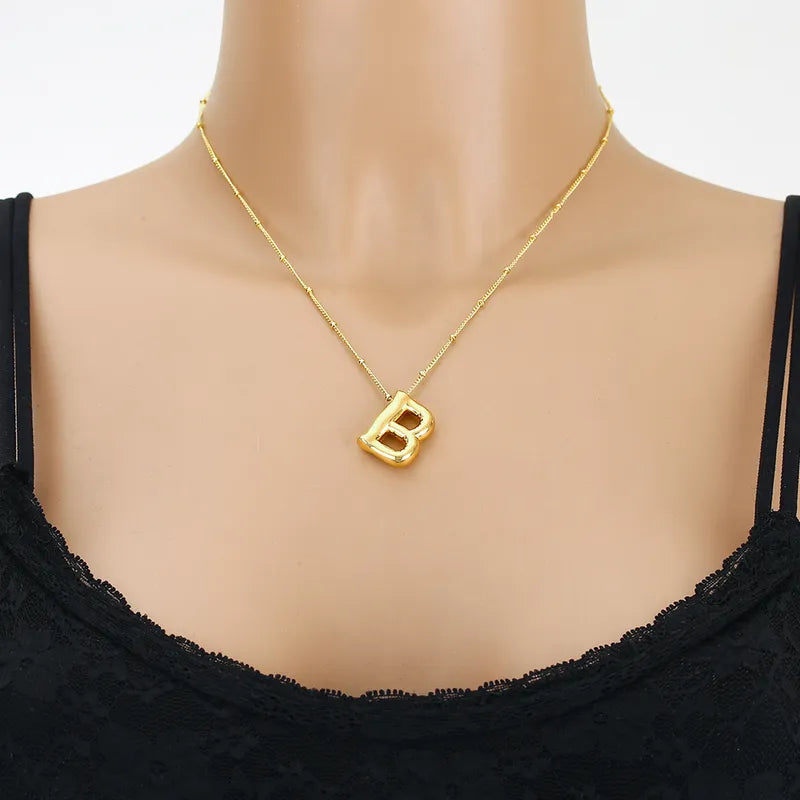 Copper 18K Gold Plated Letter Pendant Necklace