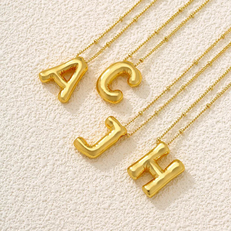 Copper 18K Gold Plated Letter Pendant Necklace