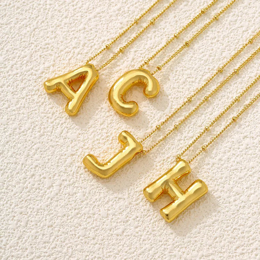 Copper 18K Gold Plated Letter Pendant Necklace