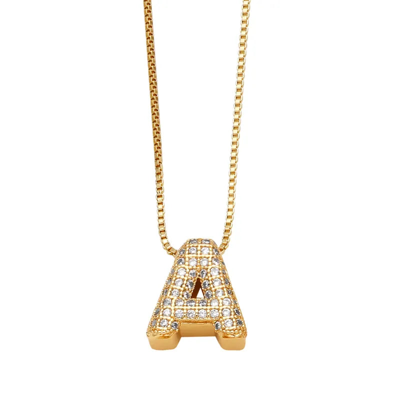 Copper 18K Gold Plated Modern Style Simple Style Plating Inlay Letter Zircon Pendant Necklace