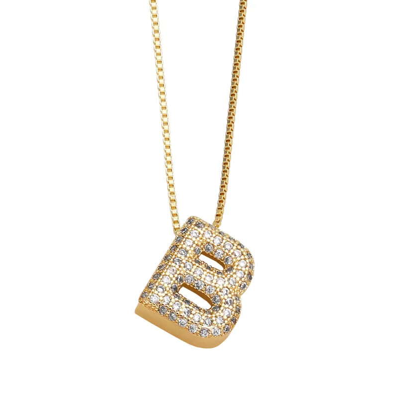 Copper 18K Gold Plated Modern Style Simple Style Plating Inlay Letter Zircon Pendant Necklace