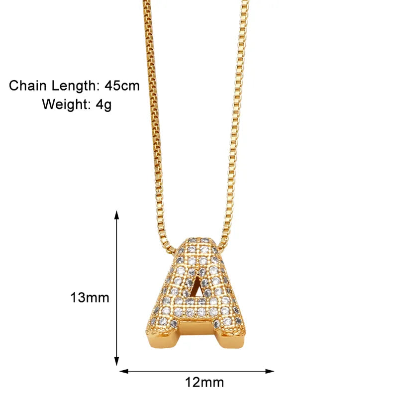 Copper 18K Gold Plated Modern Style Simple Style Plating Inlay Letter Zircon Pendant Necklace