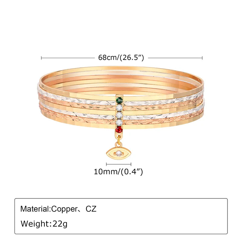 Copper 18K Gold Plated Rose Gold Plated Plating Inlay Devil's Eye Zircon Bangle