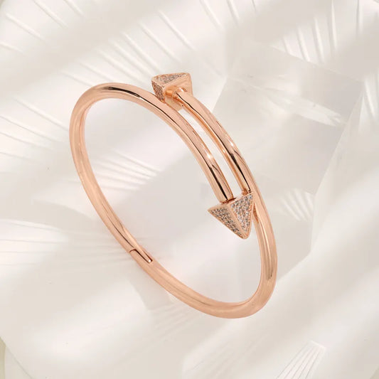 Copper 18K Gold Plated Rose Gold Plated White Gold Plated Inlay Arrow Zircon Bangle