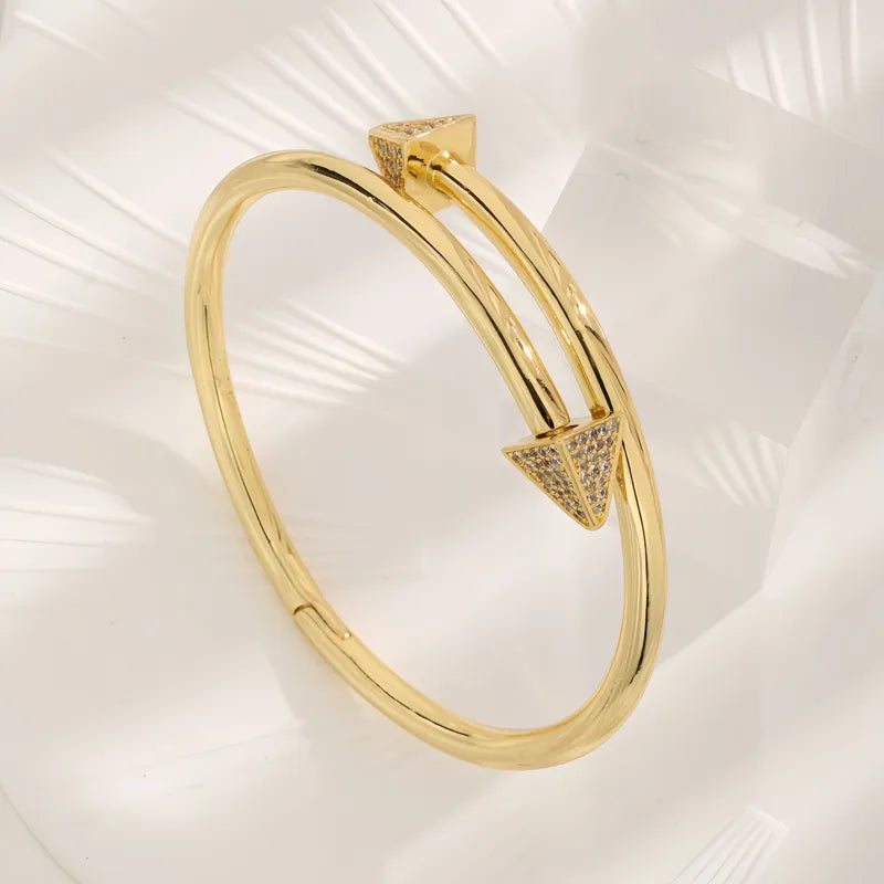 Copper 18K Gold Plated Rose Gold Plated White Gold Plated Inlay Arrow Zircon Bangle