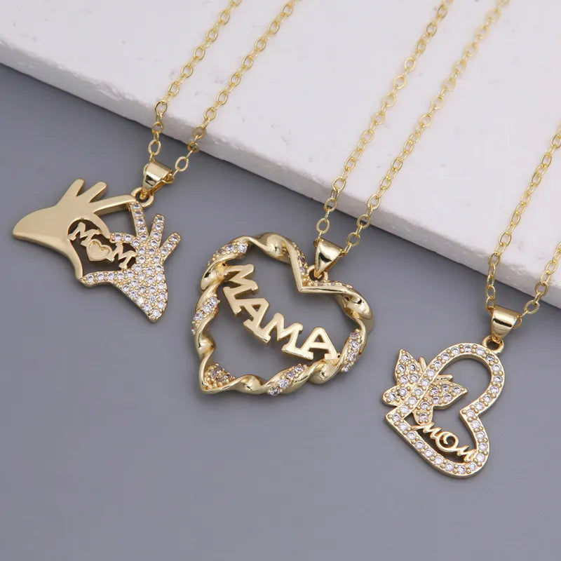 Gold Plated Simple Style Classic Style Heart Shape Plating Inlay Zircon Pendant Necklace