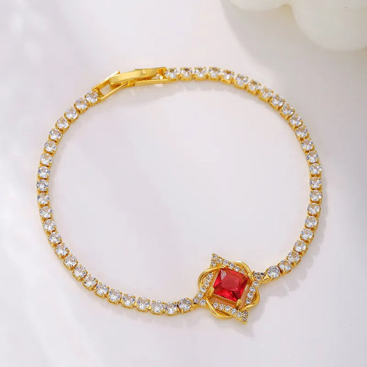 Copper 18K Gold Plated Simple Style Classic Style Plating Inlay Solid Color Zircon Bracelets