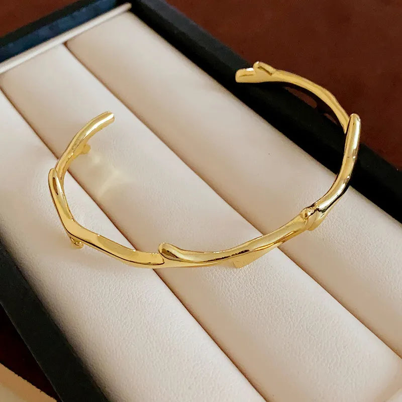 Copper 18K Gold Plated Simple Style Solid Color Bangle