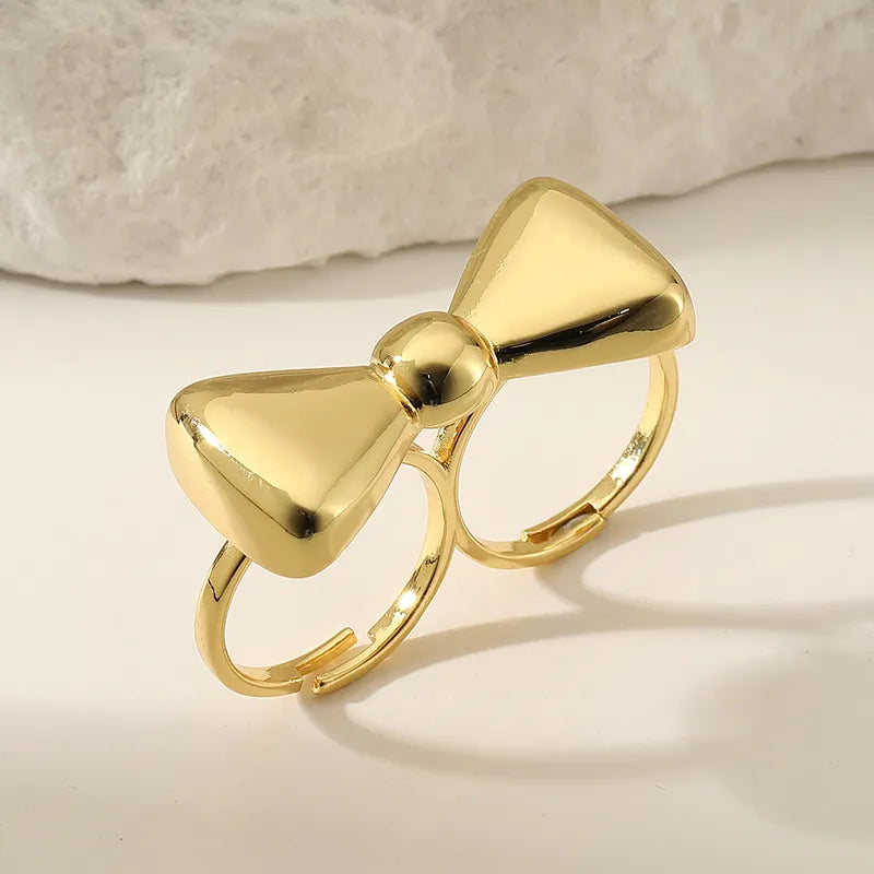 Copper Gold Plated Bow Knot Open Rings