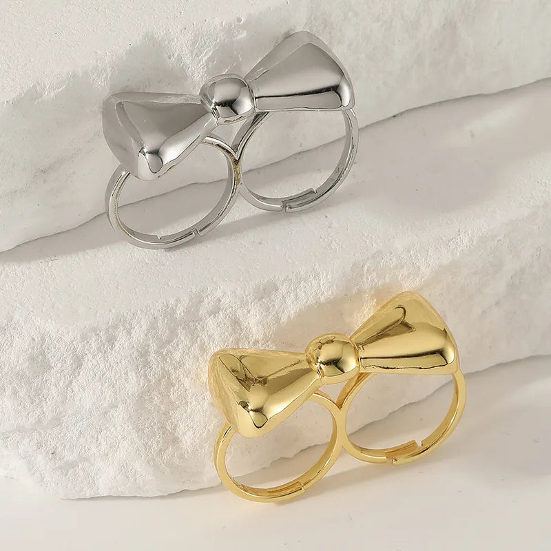 Copper Gold Plated Bow Knot Open Rings