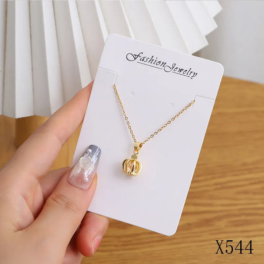 Copper Inlay Geometric Heart Shape Flower Zircon Pendant Necklace