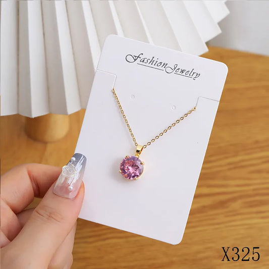 Copper Inlay Geometric Heart Shape Flower Zircon Pendant Necklace