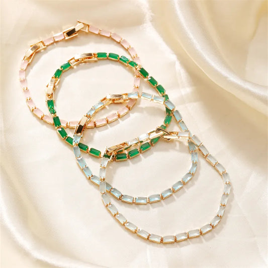 Copper K Gold Plated Casual Sweet Artistic Chain Geometric Zircon Bracelets