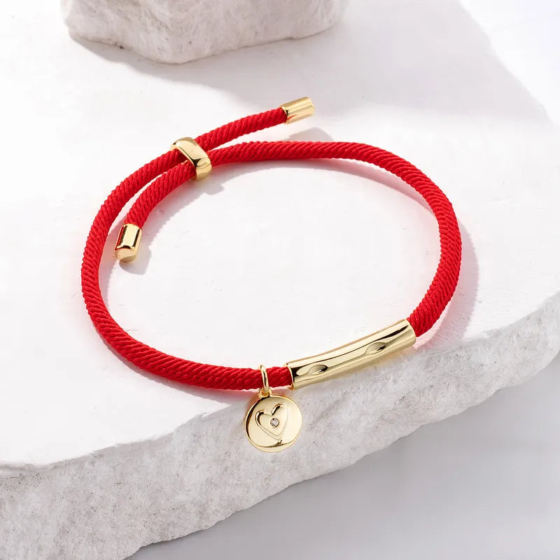 Copper K Gold Plated Handmade Simple Style Knitting Braid Solid Color Drawstring Bracelets