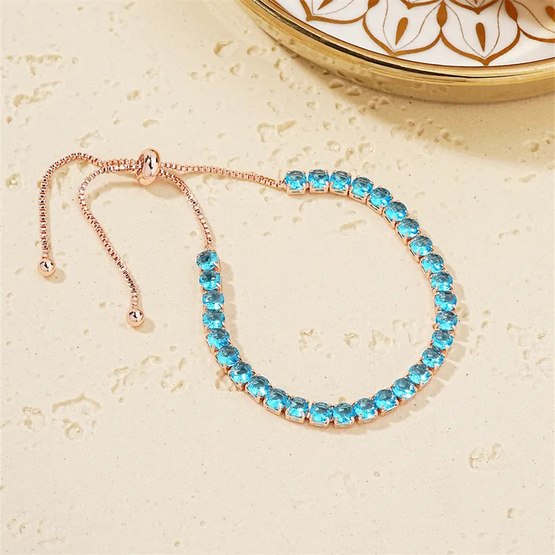 Copper K Gold Plated Sweet Inlay Round Zircon Bracelets