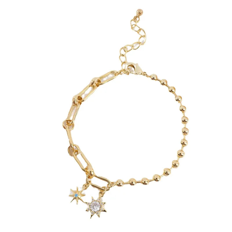 Copper Plating Inlay Eight Awn Star Star Zircon Bracelets