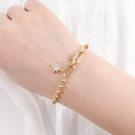 Copper Plating Inlay Eight Awn Star Star Zircon Bracelets