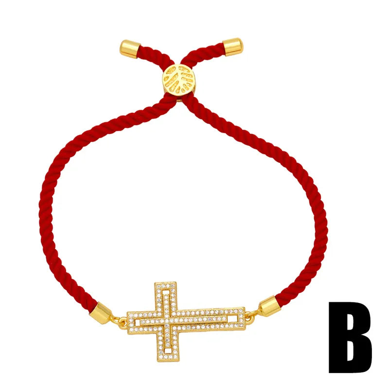 Copper Simple Style Classic Style Cross Inlay Zircon Bracelets