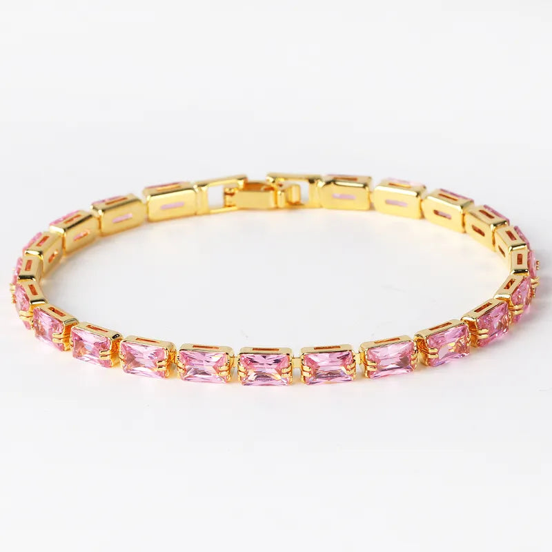 Copper Simple Style Inlay Round Zircon Bracelets