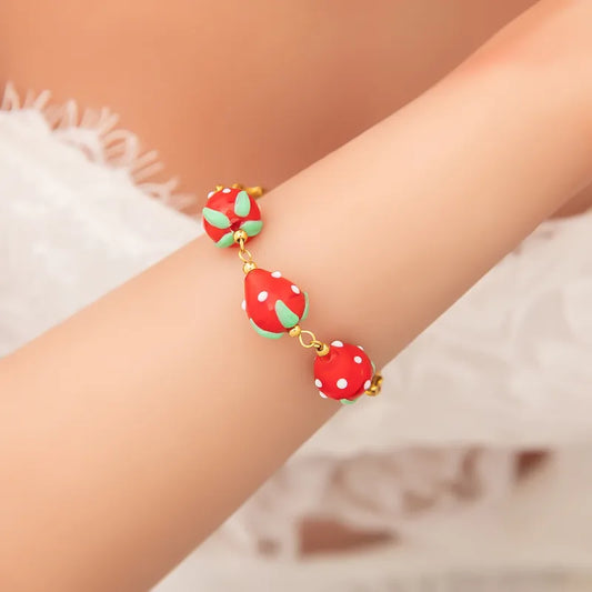 Cute Classic Style Sun Heart Shape Strawberry 304 Stainless Steel Paperclip Chain Multi Charms Bracelet In Bulk