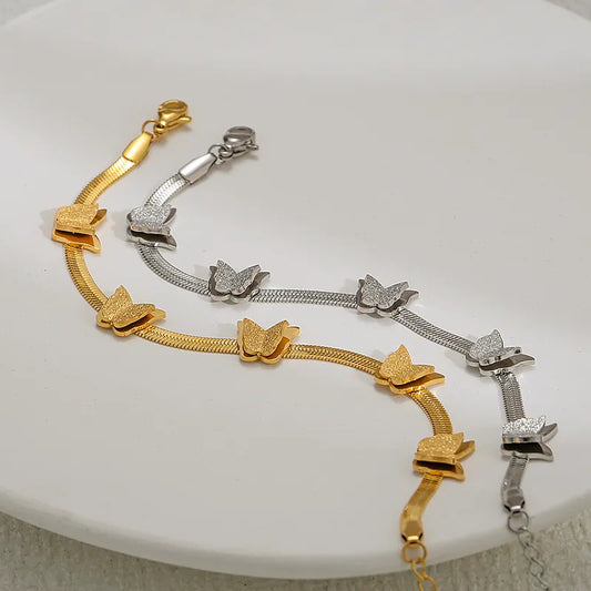 Cute Hip-Hop Sweet Butterfly 304 Stainless Steel 18K Gold Plated Bracelets In Bulk