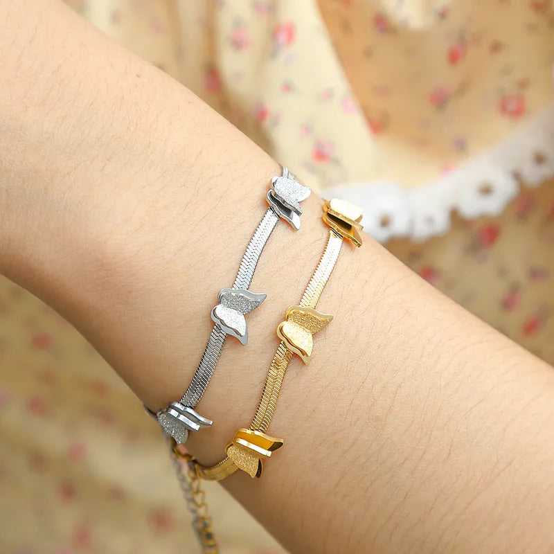 Cute Hip-Hop Sweet Butterfly 304 Stainless Steel 18K Gold Plated Bracelets In Bulk