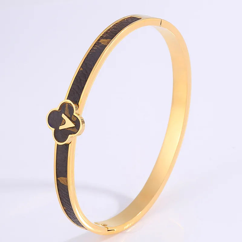 Elegant Bohemian Classic Style Floral 304 Stainless Steel Bangle In Bulk