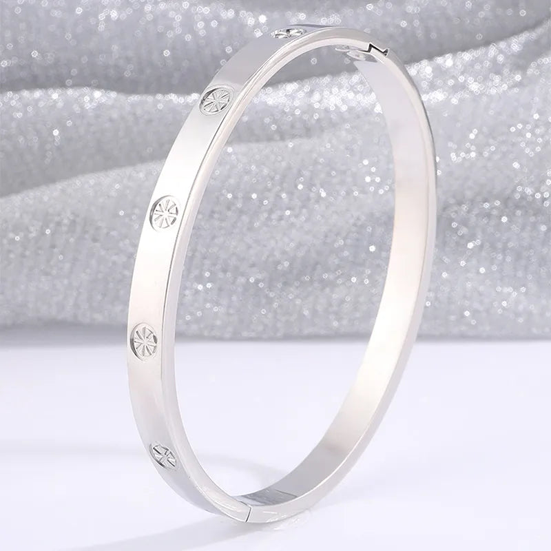 Elegant Classic Style Solid Color 304 Stainless Steel Bangle In Bulk