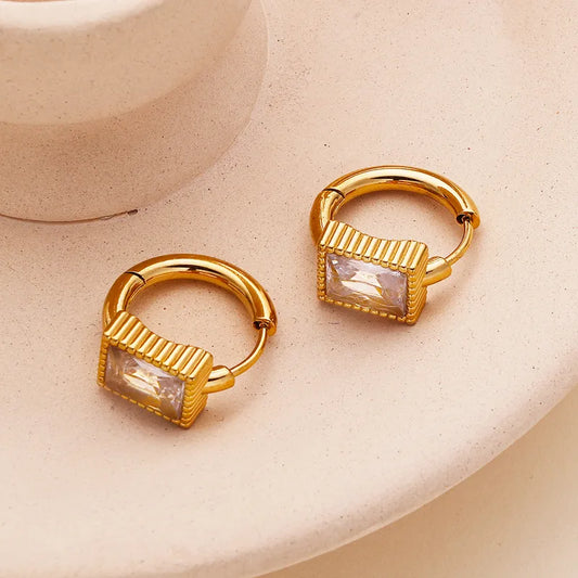 Elegant Cold Style Zircon Earrings Elegant High Sense Ear Ring Women's Stainless Steel Earrings