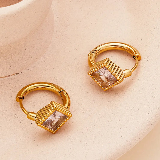 Elegant Cold Style Zircon Earrings Elegant High Sense Ear Ring Women's Stainless Steel Earrings