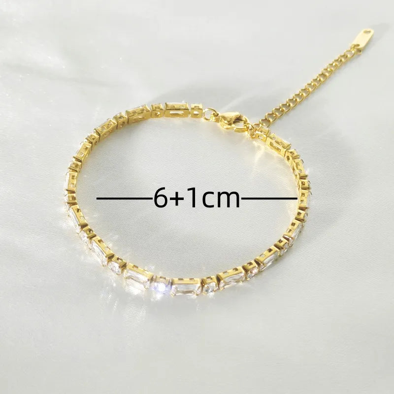 Elegant Commute Shiny Solid Color 304 Stainless Steel Zircon Bracelets In Bulk