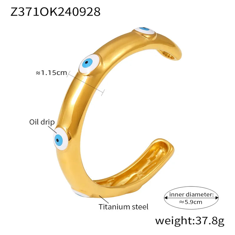 Elegant Eye 304 Stainless Steel 18K Gold Plated Bangle In Bulk