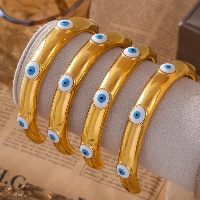 Elegant Eye 304 Stainless Steel 18K Gold Plated Bangle In Bulk