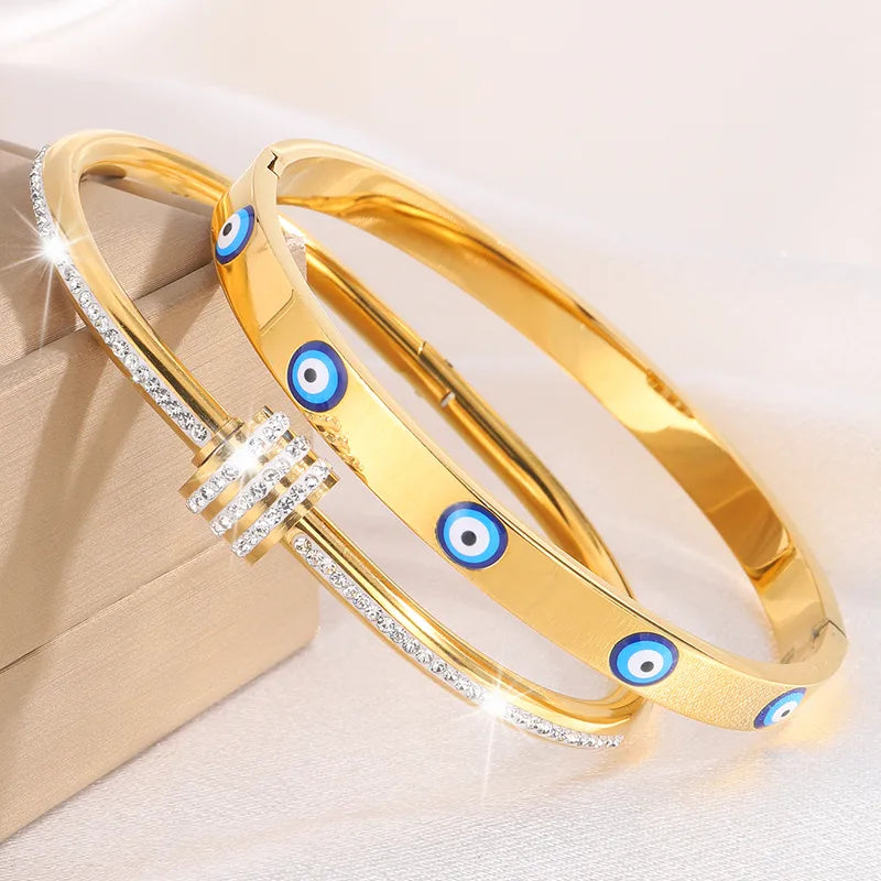 Elegant French Style Classic Style Eye 304 Stainless Steel Bangle In Bulk